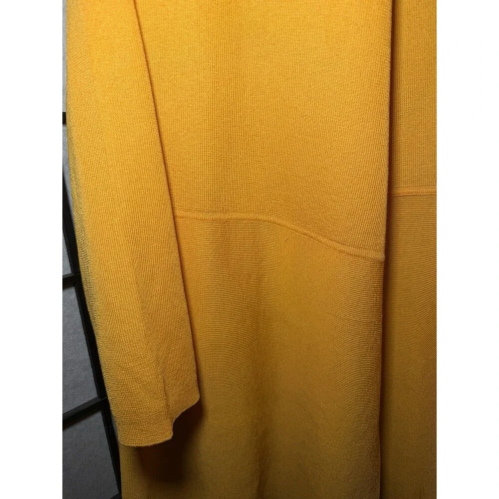 NWT Ann Klein SZ M Yellow‎ Lightweight Spring Luxe Open Long Cardigan Duster $99